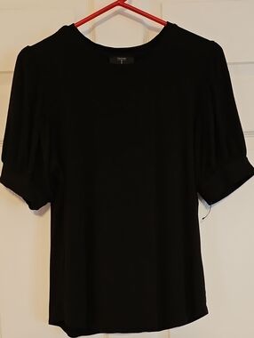 Tahari Black Puff Sleeve Women's Top